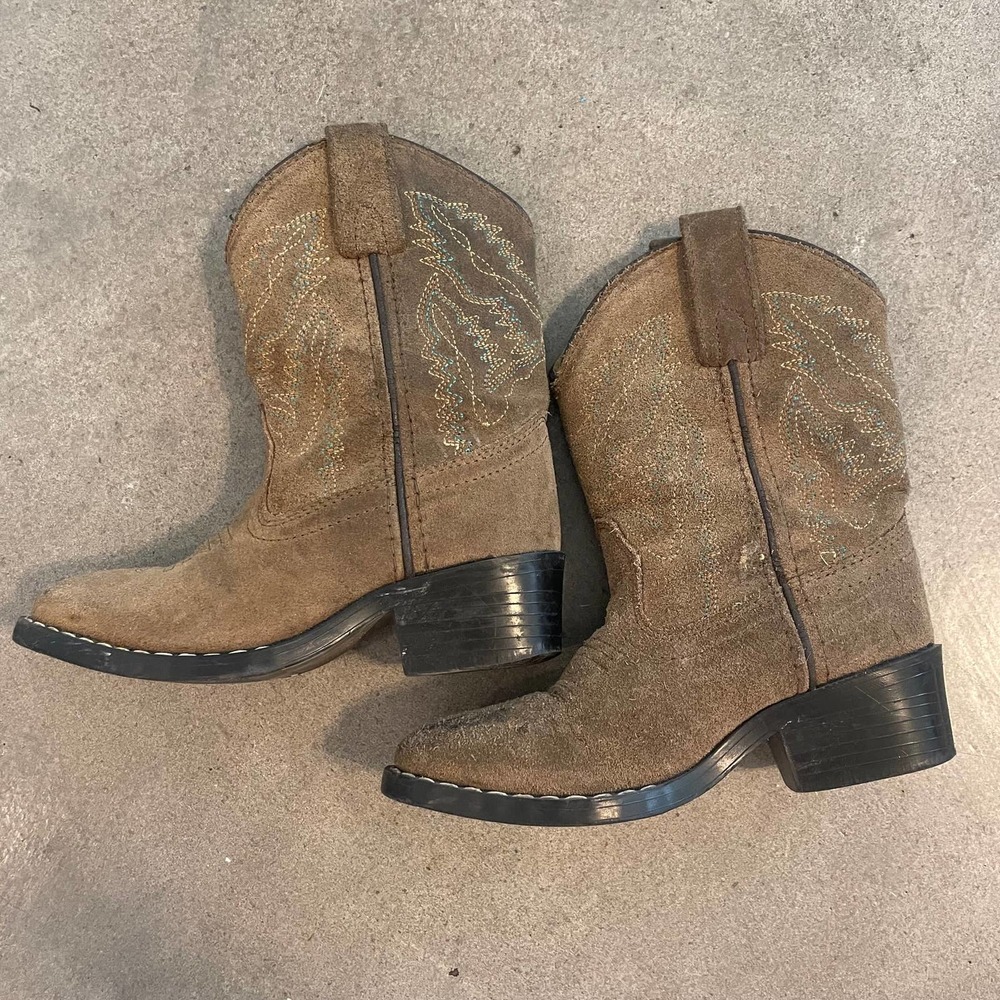 Smoky Mountain Brown leather western cowboy boots toddler boys shoes size 10